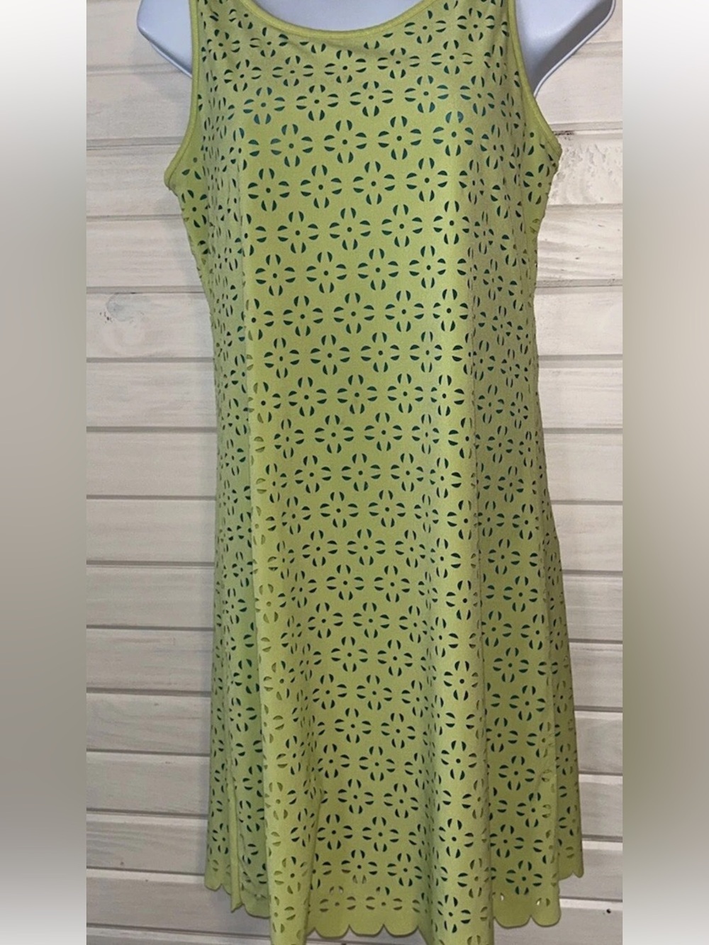 Title Nine Light Green Laser-Cut Sleeveless A-Line Dress